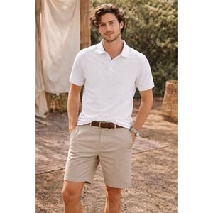 NWT!! Men's J. CREW Performance Piqué Polo Shirt Solid White Collared Medium